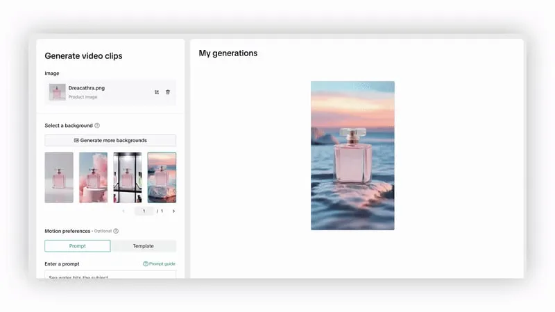 A still from TikTok’s Symphony image-to-video demo, June 2025. It illustrates production, not a creator testimonial or campaign result. Image: TikTok for Business.