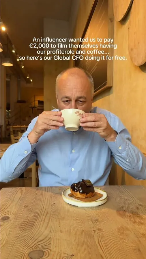 The CFO clip that started the campaign. The €2,000 fee is the brand’s claim. Image: Le Pain Quotidien, via Gondola Foodservice.