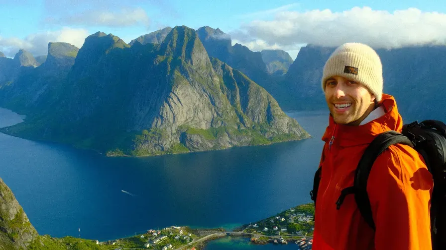 Kyle LaClaire above a fjord