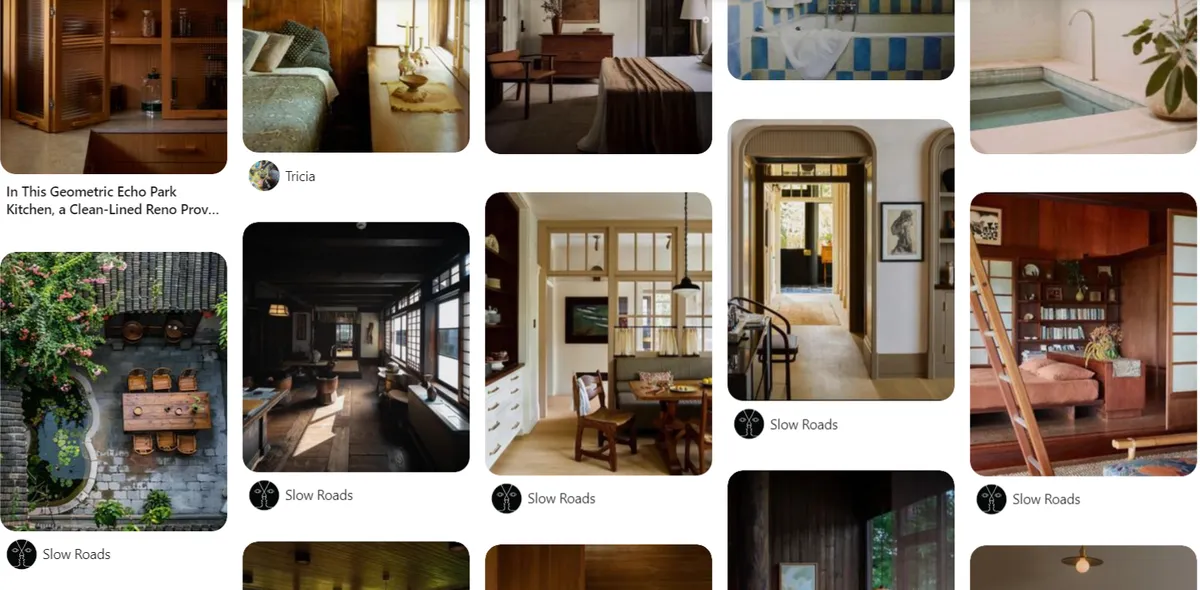 Pinterest architecture board of warm wood-paneled interiors and mid-century rooms