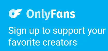 OnlyFans logo with tagline Sign up to support your favorite creators on blue background