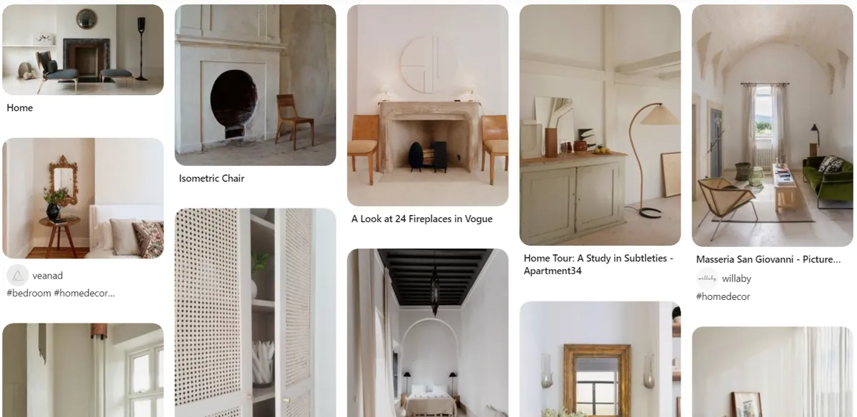 Pinterest home decor board of minimalist neutral rooms and fireplaces