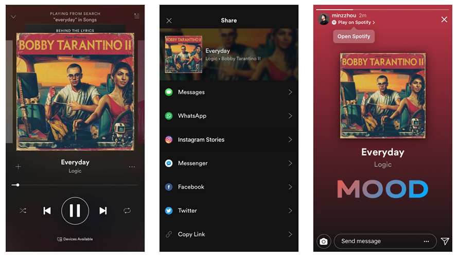 IG Music into Stories in use