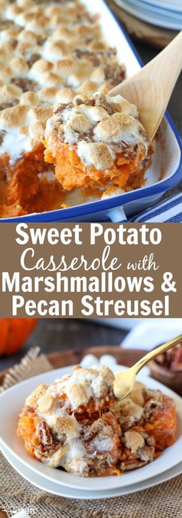 Sweet Potato Casserole with Marshmallows & Pecan Streusel Pinterest Thanksgiving Recipe