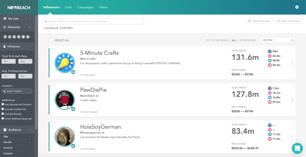 NeoReach's Search Function