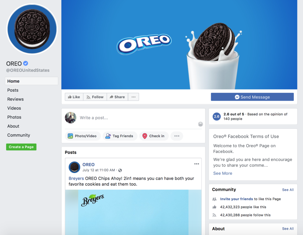 Oreo's Facebook Page