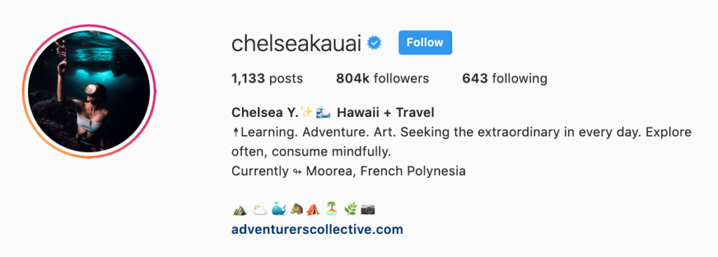 Chelsea Kauai's Instagram Bio