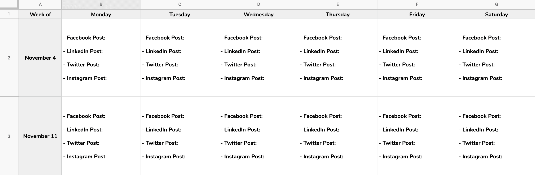 Content Calendar Template - NeoReach | Influencer Marketing Platform