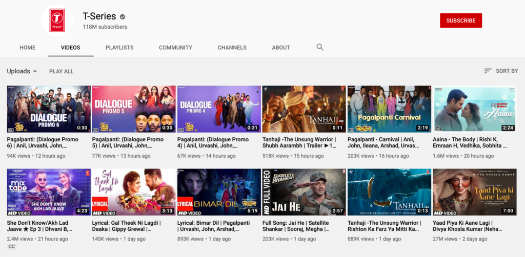 T-Series YouTube Channel