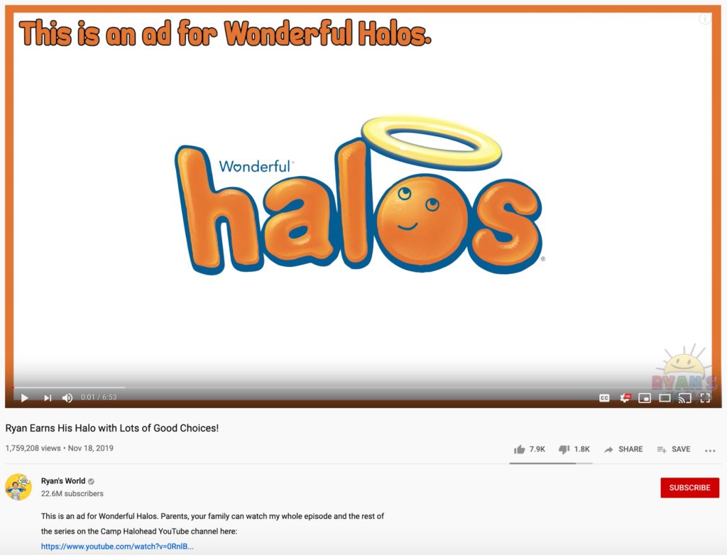 YouTuber Ryan Toys Review Discloses His Ad Details