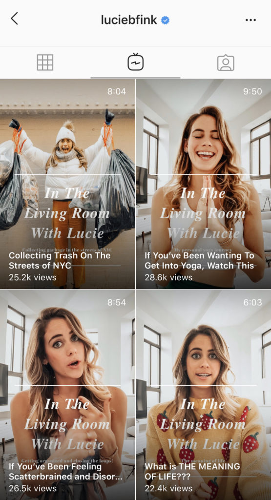 In The Living Room With Lucie - @luciebfink IGTV series