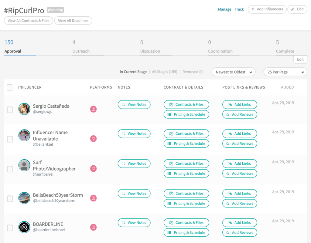NeoReach Manage Campaign Capabilities