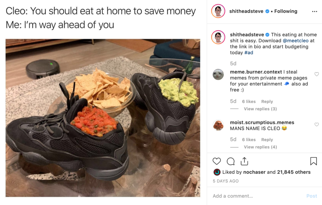 @shitheadsteve Cleo Meme Ad