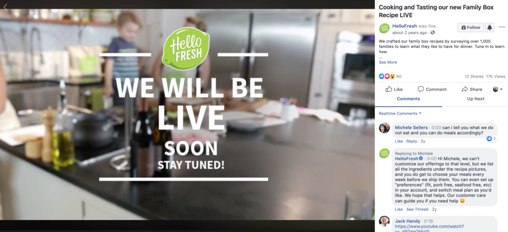 Hello Fresh Facebook Live