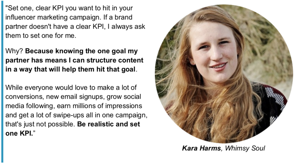 Kara Harms discusses influencer outreach goals and KPIs