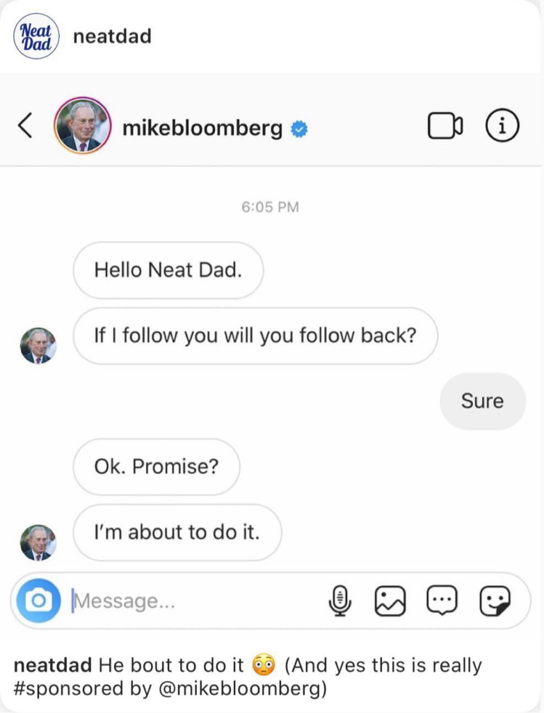 Michael Bloomberg partners with instagram influencers on political campaign
