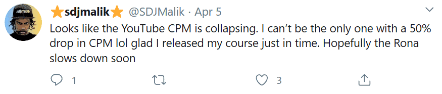 Drummer Boy tweets response to decreasing CPM numbers