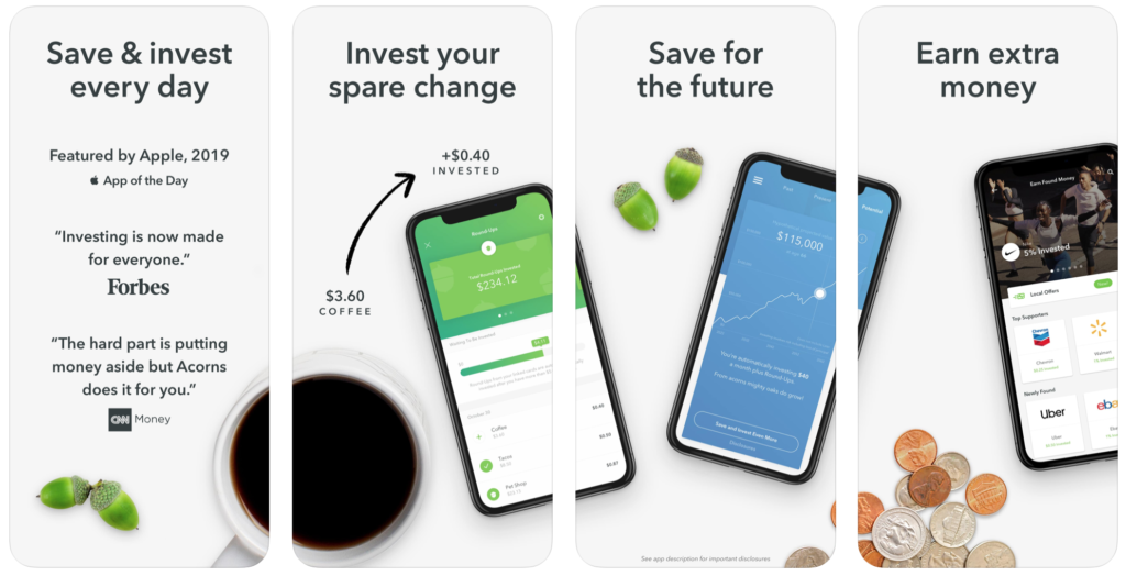 Acorns investing app is top of the Finance charts for new apps