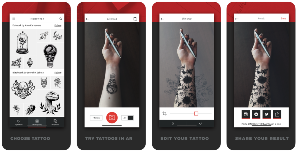 INKHUNTER new apps for AR try on tattoo experience