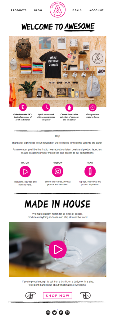 Awesome Merch makes good use of a static image as a link to the video