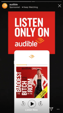 Audible utilizes social ads a digital marketing strategy