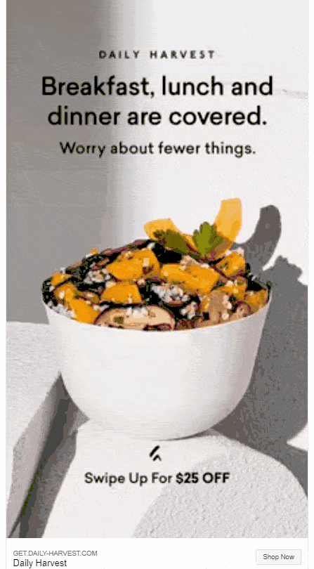 Daily Harvest matches their creative ads to foodie feeds native to instagram