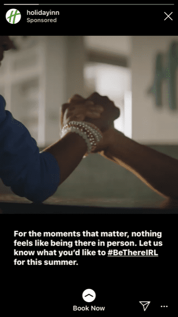 Holiday inn used Instagram story to promote their brand messaging
