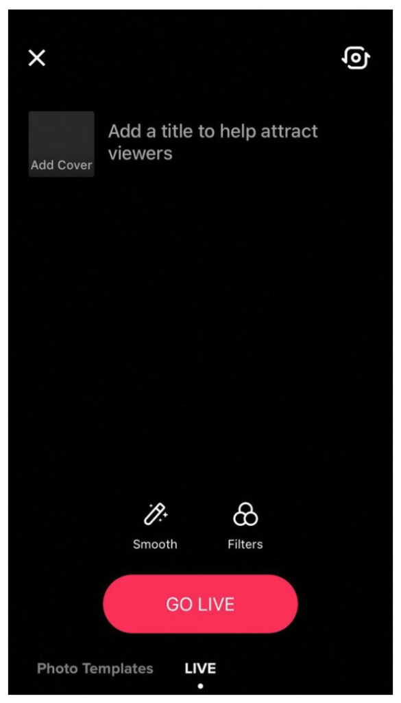 select the Live option next to the recording button on TikTok