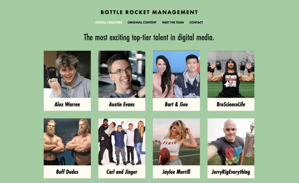 bottle rocket influencer management agency