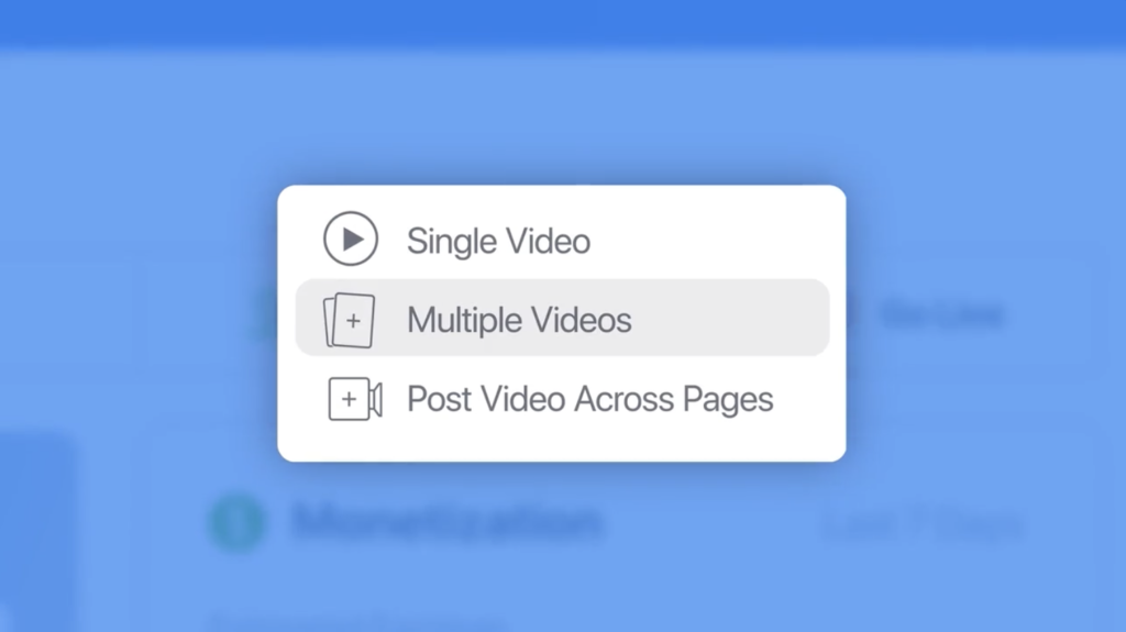 facebook creator studio lets you select single video, multiple videos or to post the video across pages