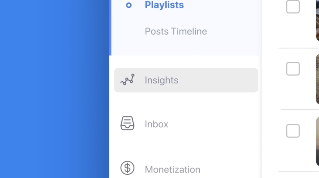 facebook creator studio panel with insights, inbox, monetization navigation and more