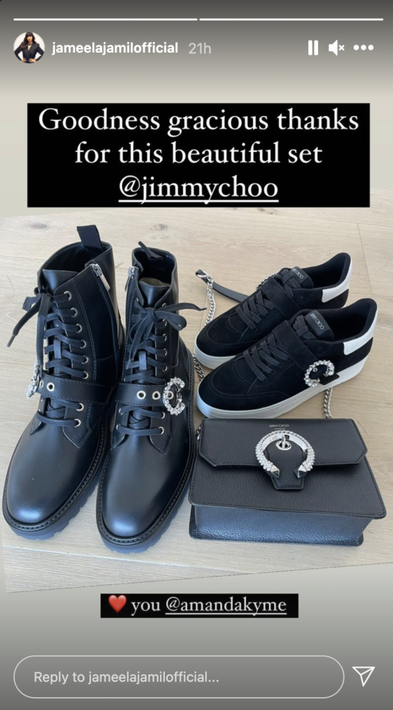 jameela jamil IG story jimmy choo