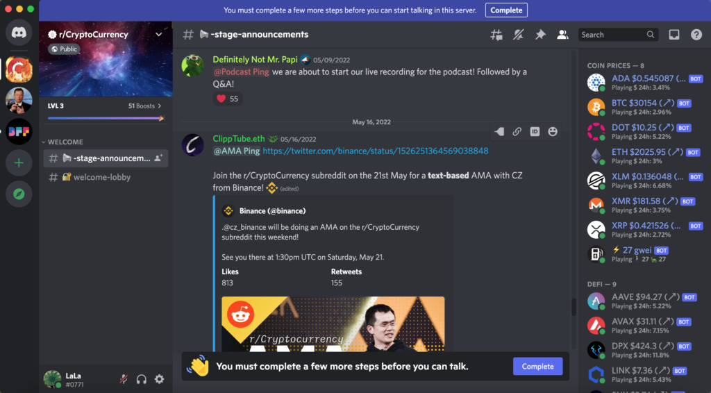 Crypto communities on discord