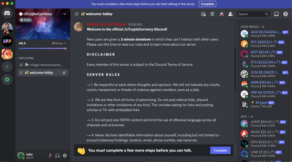 Discord communites create channels inside the server