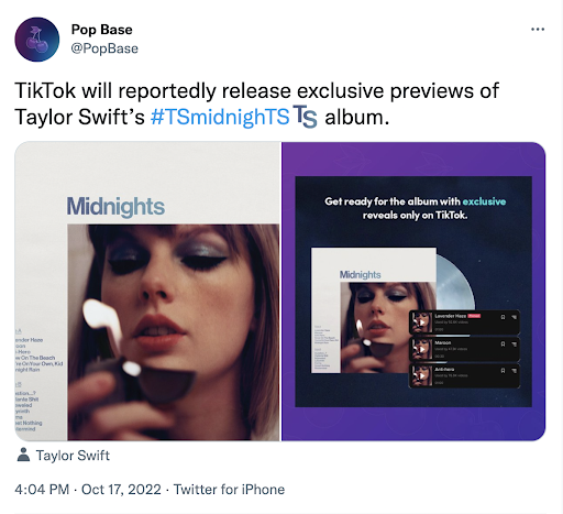 Taylor Swift is partnering with TikTok for her album release