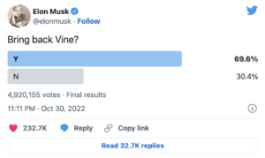 Elon Musk holds a poll about Vine's popularity