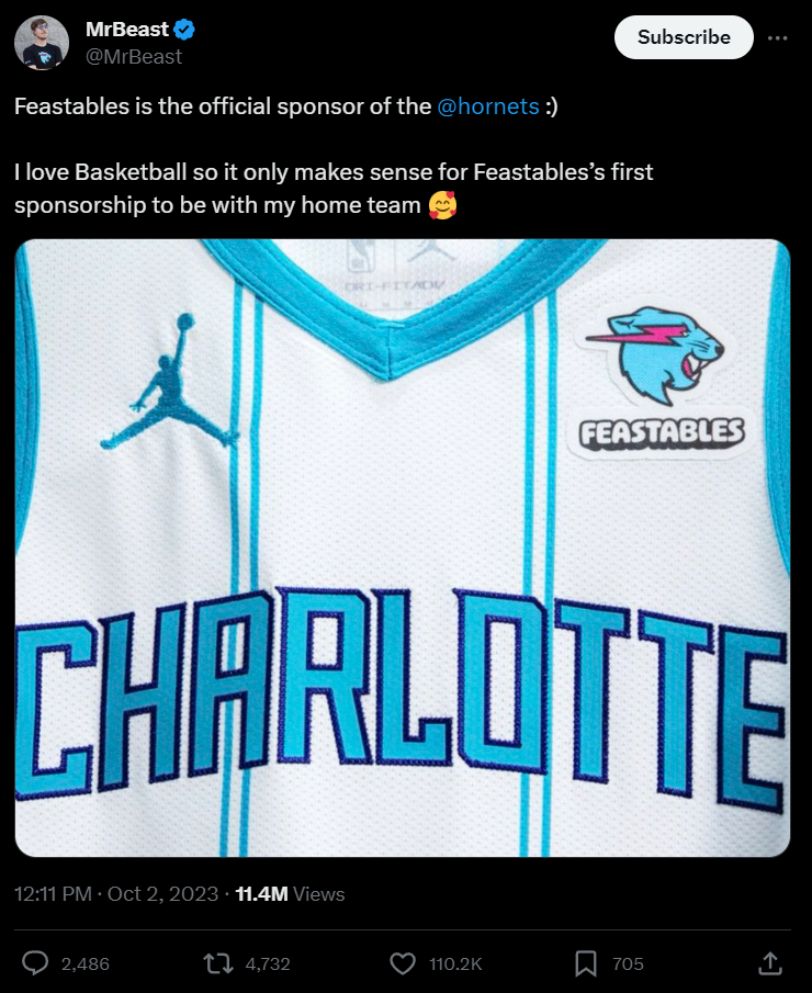 Charlotte Hornets Launch MrBeast Feastables Partnership